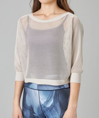 Chacott Chacott BALANCE【ノーソイングニット】７分袖メッシュニットＴシャツ グレージュ