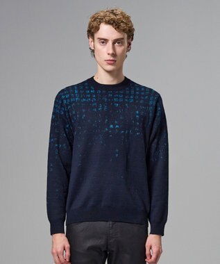 JOSEPH HOMME ドローイングブレイドジャガード　クルーネック長袖ニット ネイビー系3