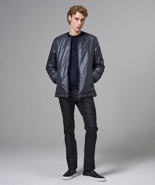 JOSEPH HOMME ドローイングプレイドジャガード　クルーネック長袖ニット ネイビー系3