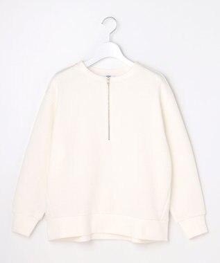 J.PRESS LADIES L 裏毛 ハーフジップ プルオーバー オフ系