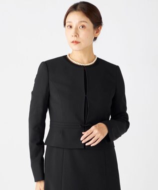 組曲 NOIR 【洗える】ウォッシャブルストレッチバーズアイ　ジャケット＋ワンピース ブラック系