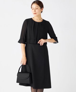 組曲 NOIR 【洗える】ウォッシャブルストレッチバーズアイ　ジャケット＋ワンピース ブラック系