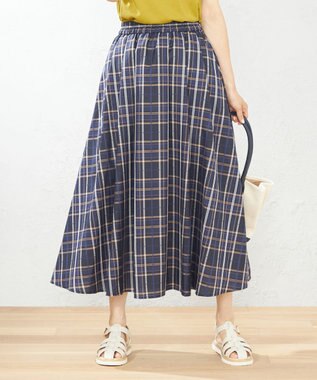  【ウエストゴム】イージーケアチェック スカート