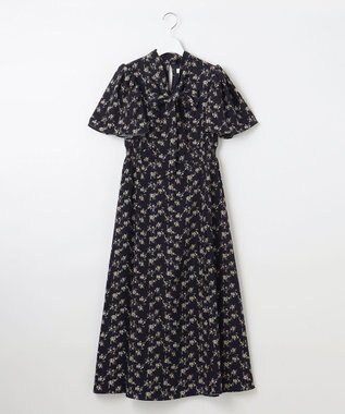 Feroux 【洗える】フラワープリント クラシカル ワンピース ネイビー系1