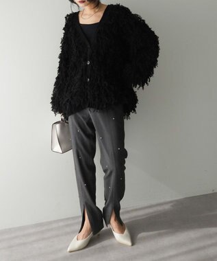 Green Parks フリンジニットカーディガン Black