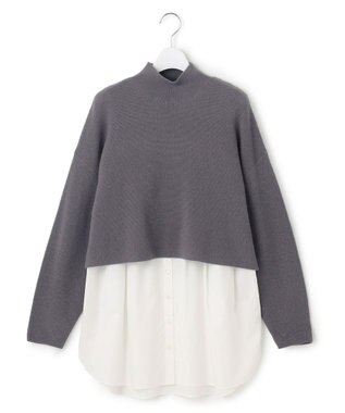 23区 【洗える】レイヤードコンビ ニット グレー系