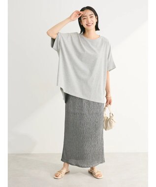 Green Parks シャイニープリーツナロースカート Dark Silver