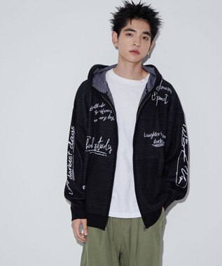 WEGO 【ユニセックス着用ITEM】ジャガードロゴジップパーカー ブラック