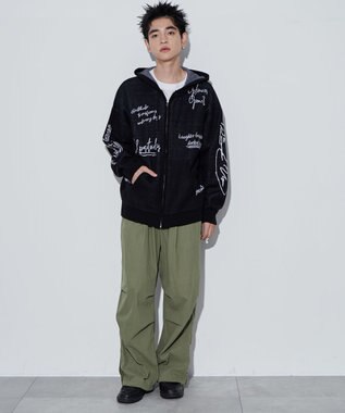 WEGO 【ユニセックス着用ITEM】ジャガードロゴジップパーカー ブラック