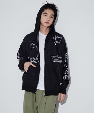WEGO 【ユニセックス着用ITEM】ジャガードロゴジップパーカー ブラック