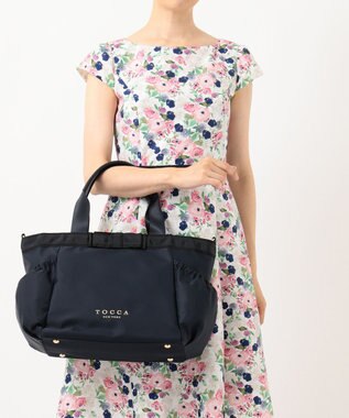 TOCCA DUAL RIBBON NYLON TOTE L トートバッグ L ネイビー系
