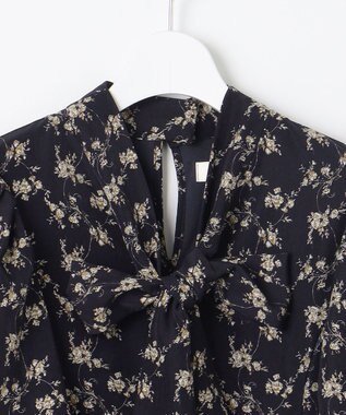 Feroux 【洗える】フラワープリント クラシカル ワンピース ネイビー系1