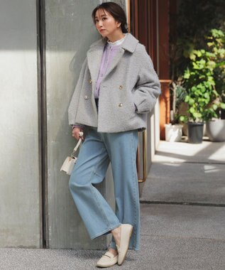 ANY SIS L 【2WAY】ブークレーシャギーラメ アウター ライトグレー