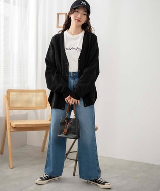 WEGO 【ユニセックス着用ITEM/紫外線対策/冷房対策】オーバーフィットドライタッチカーディガン ブラック