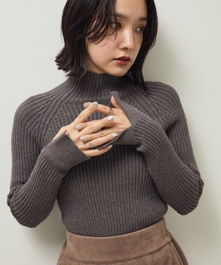 Green Parks ・Ｐｅｔｉｔ　Ｆｌｅｕｒ　ボトルネックリブニット Charcoal Gray