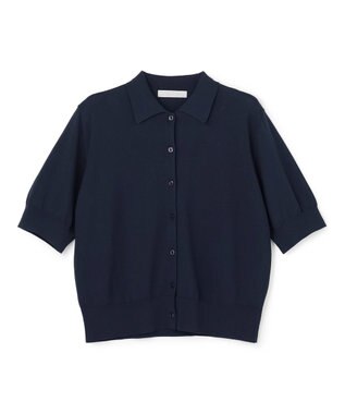 UNFILO L スゴ機能美ニット 衿付カーディガン ネイビー