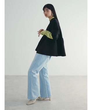 Green Parks armonia. ウエストギャザー袖ボリュームニット Black