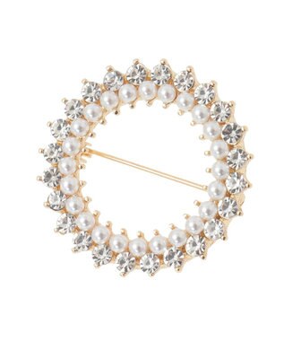 YECCA VECCA パールビジューサークルブローチ Gold