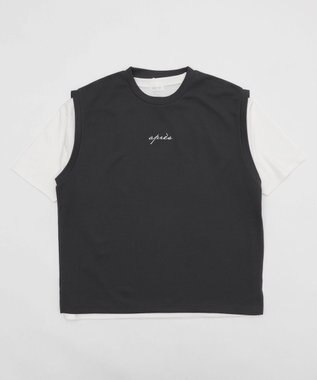 WEGO 【２点セット/ベスト×Tシャツ】アンサンブルベスト（SS） ブラック中濃色