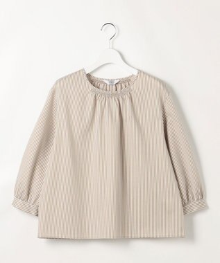 J.PRESS LADIES ストライプジャカード ラウンドネック カットソー キャメルストライプ系