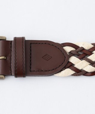 JOSEPH ABBOUD 【イタリア素材/日本製】レザーミックスブレイド ベルト キャメル系