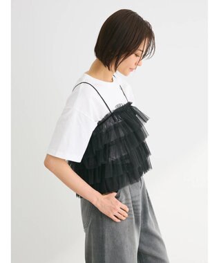 Green Parks ・ＥＬＥＮＣＡＲＥ　ＤＵＥ　２ｗａｙラメチュールフリルキャミ Black