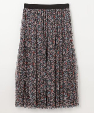 ANY 【ウエストゴム】プリーツチュールスカート フラワープリント