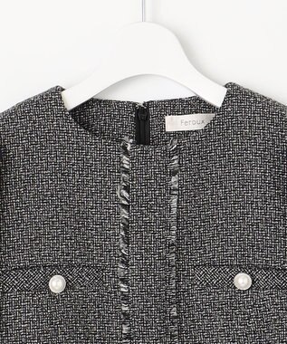 Feroux 【洗える】ツイードコンビミディ ワンピース ネイビー系