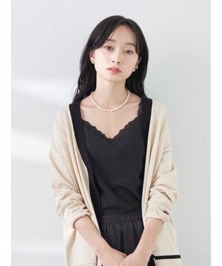 earth music&ecology ２ＷＡＹスクエア＆Vネックネックレースタンクトップ Black