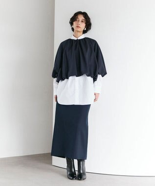 #Newans 【セレモニーにも】〈亀恭子さんコラボ〉美シルエットロングタイトスカート ネイビー