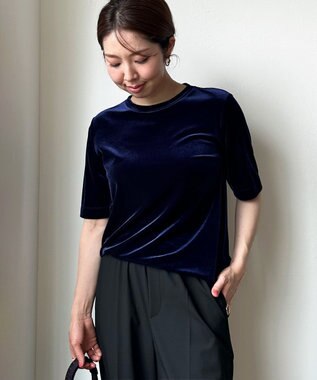 UNFILO ストレッチ ベロアＴシャツ ネイビー
