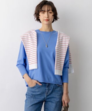 23区 L 【先行予約】ネオコンフォートストレッチ ドルマン ニット スカイブルー系