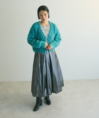 Green Parks armonia．シャギーショートカーディガン Blue
