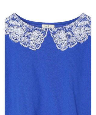 earth music&ecology レースプリントボーダープルオーバー Royal Blue