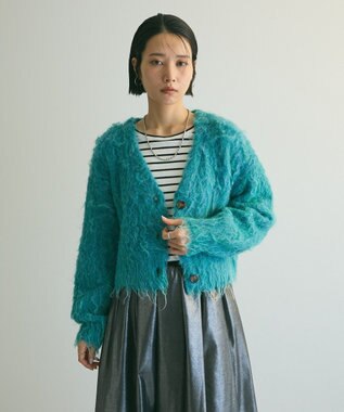 Green Parks armonia．シャギーショートカーディガン Blue