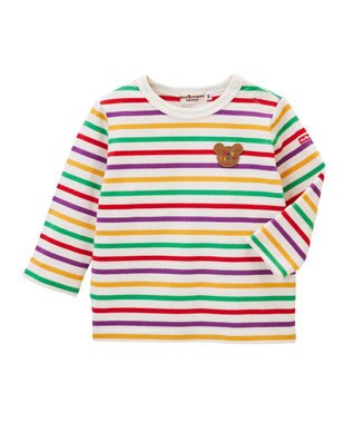 MIKI HOUSE HOT BISCUITS ボーダー柄長袖Tシャツ＆ベビースパッツギフトセット【BOX付き】 アイボリー