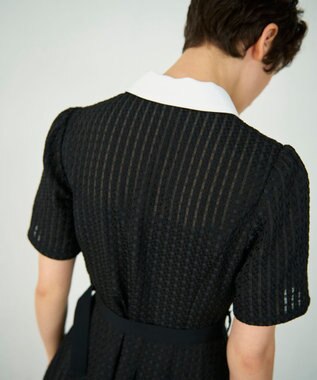 GRACE CONTINENTAL シアーチェックシャツワンピース ブラック