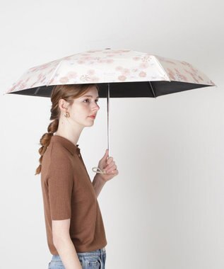 MOONBAT 【一級遮光/コンパクト】PAUL & JOE 晴雨兼用 日傘 折りたたみ日傘 軽量 総柄クリザンテーム 遮熱 UV ホワイト