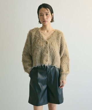 Green Parks armonia．シャギーショートカーディガン Beige