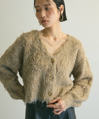 Green Parks armonia．シャギーショートカーディガン Beige