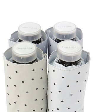 MOONBAT Fuwacool(フワクール) フワクールホワイト 晴雨兼用日傘 折りたたみ傘 ランダムドット 軽量 一級遮光／遮熱／UV サックスブルー