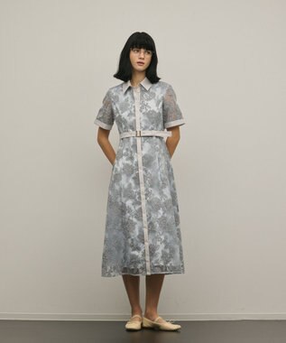 GRACE CONTINENTAL フラワーコード刺繍ワンピース グレー