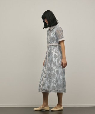 GRACE CONTINENTAL フラワーコード刺繍ワンピース グレー