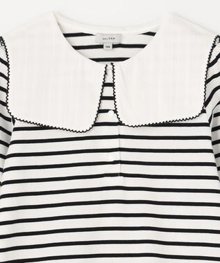 ANY KIDS セーラー襟付き 長袖 トップス オフ×ブラックボーダー