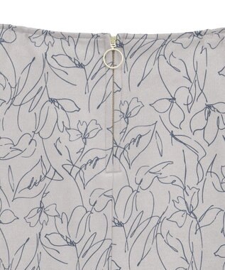 YECCA VECCA ラインフラワー柄フェイクスエードスカート Charcoal Gray