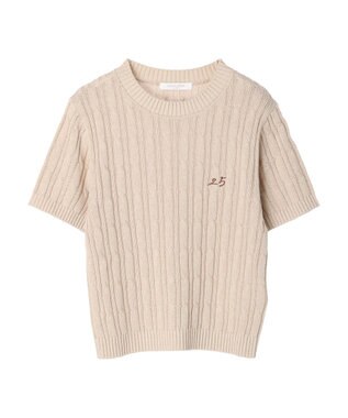 Green Parks ケーブル半袖ニット Beige