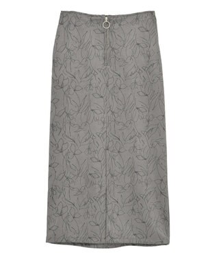 YECCA VECCA ラインフラワー柄フェイクスエードスカート Charcoal Gray