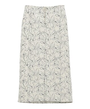 YECCA VECCA ラインフラワー柄フェイクスエードスカート Charcoal Gray