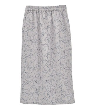 YECCA VECCA ラインフラワー柄フェイクスエードスカート Charcoal Gray