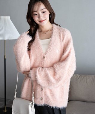 WEGO 【25年秋冬新作/WEB限定】別注USPOLOシャギーニットカーデ ライトピンク
